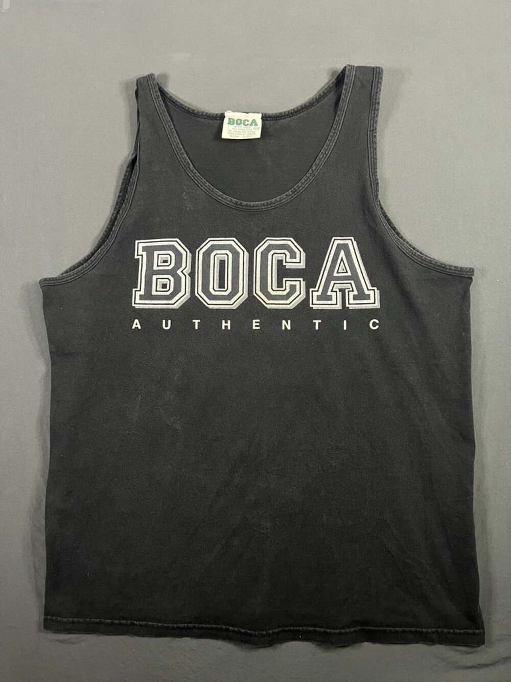Vintage 90s Boca Authentic Tank Top Men’s Large Made in Canada Gray Summer